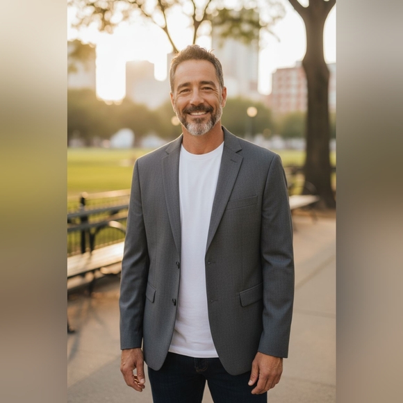 Banana Republic 46R Gray Wool blend Suit Jacket Tailored Slim Fit Made in Egypt - Picture 16 of 16